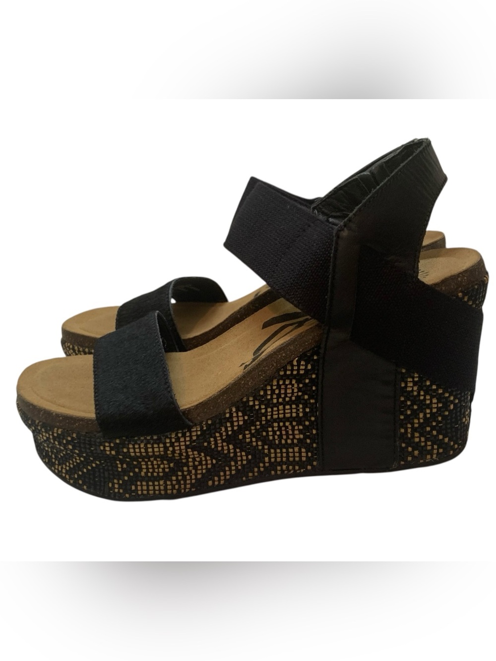 OTBT Bushnell Geometric Patterned Jute Sling-Back Wedge Sandals